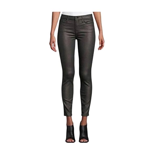 7 For All Mankind Metallic Twill Ankle Skinny Jeans Gunmetal Size 29 party - Picture 1 of 12